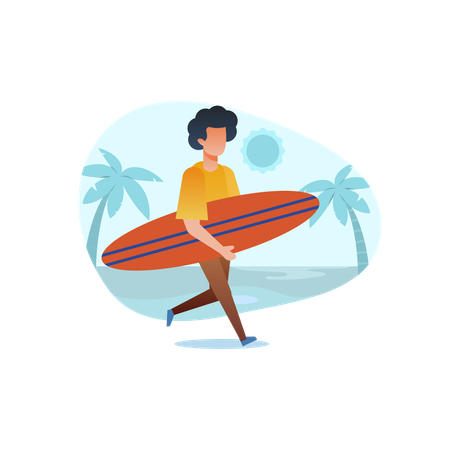 Man Going to surfing  イラスト