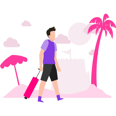 Man going to travel on holiday  Illustration