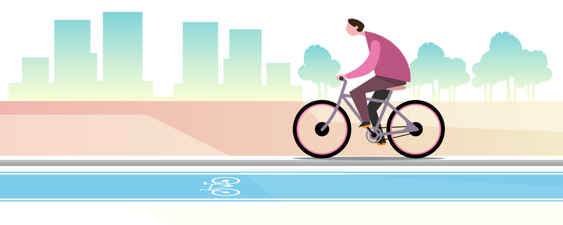 Man going to work by bicycle Illustration