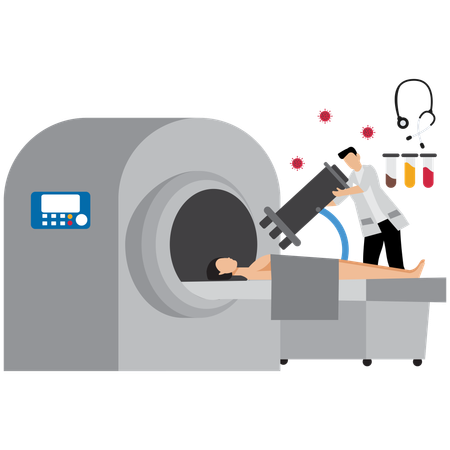 Man going under Medical Technology Scan  Illustration