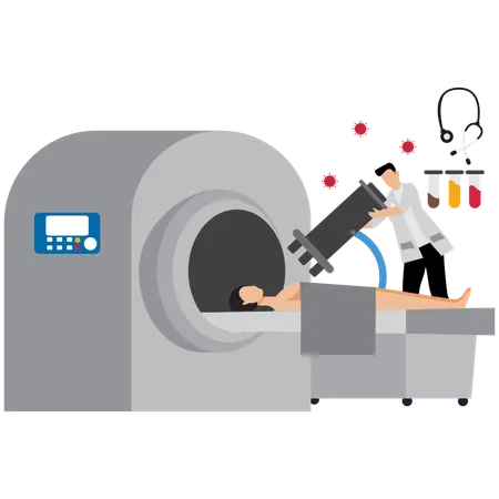Man going under Medical Technology Scan  Illustration
