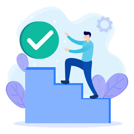 Man going up to complete priority  Illustration