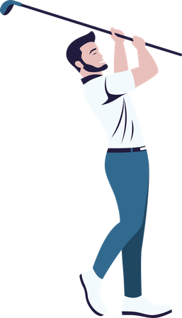 Man Golfer Player Swinging Golf Stick  Illustration