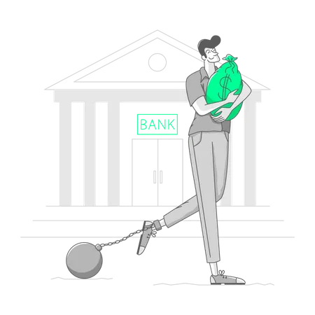 Man got a big loan from the bank Illustration