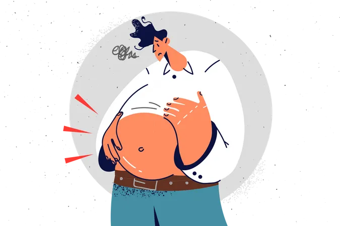 Man got big tummy  Illustration