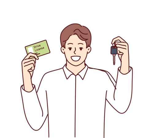 Man got driving license  Illustration