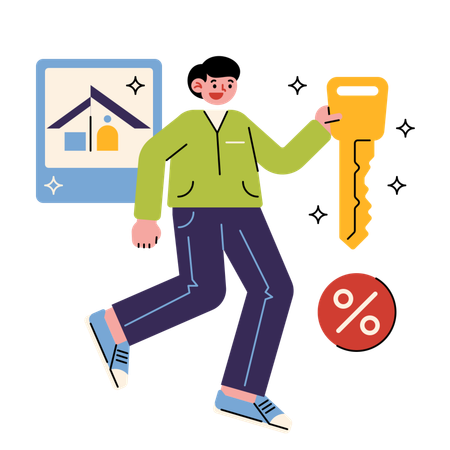 Man got key house discount  Illustration