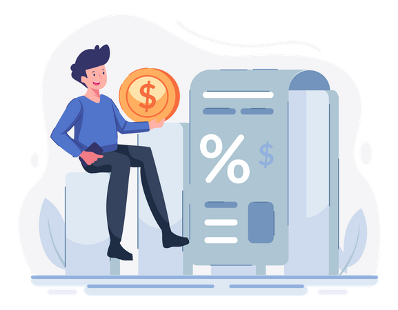 Man got loan from bank  Illustration