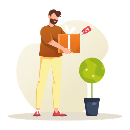 Man got shopping delivery  Illustration