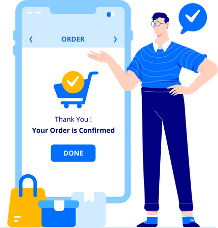 Man got shopping order confirmation  Illustration