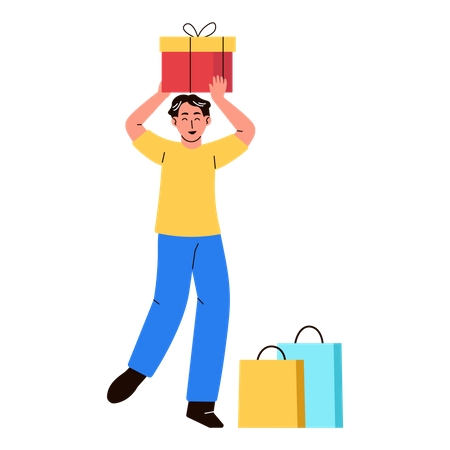 Man got shopping reward  Illustration