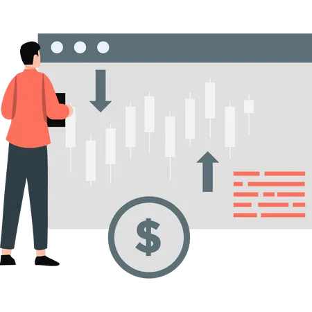 Man graphically displaying business ups and downs  Illustration