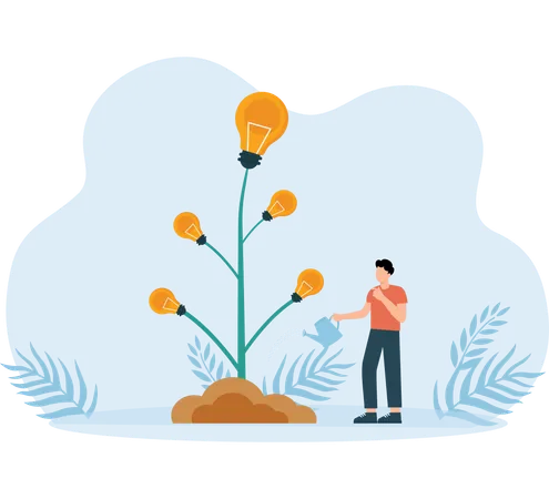 Man Growing Idea  Illustration