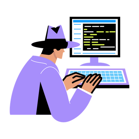 Man hacking computer  Illustration