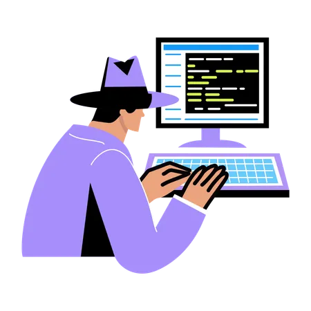 Man hacking computer  Illustration