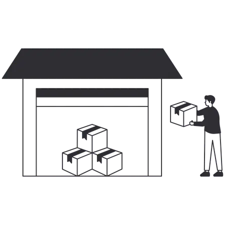 Man handeling logistics operations  Illustration