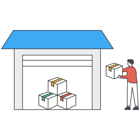 Hombre manejando operaciones logísticas  Ilustración