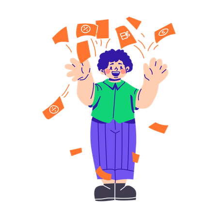 Man Handing Out Discount Coupons  Illustration