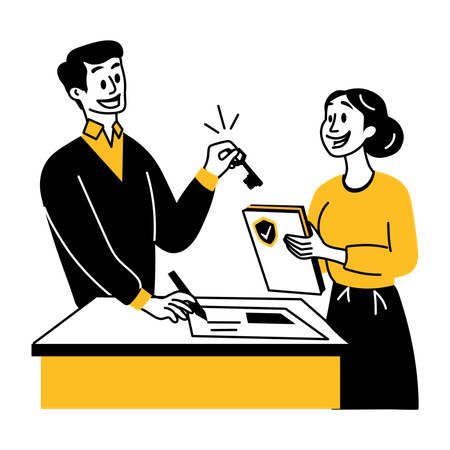 Man handing over key  Illustration