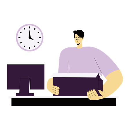 Man handling work from home  Illustration