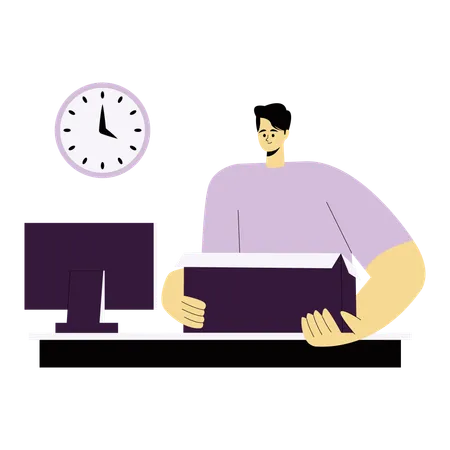 Man handling work from home  Illustration