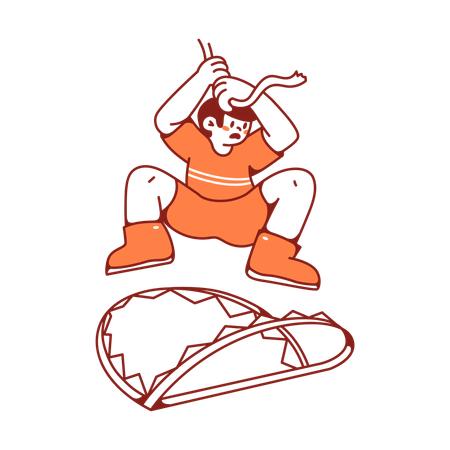 Man hanging over a large trap  Illustration