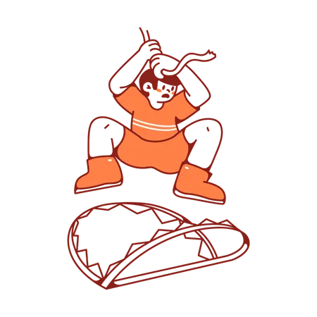 Man hanging over a large trap  Illustration
