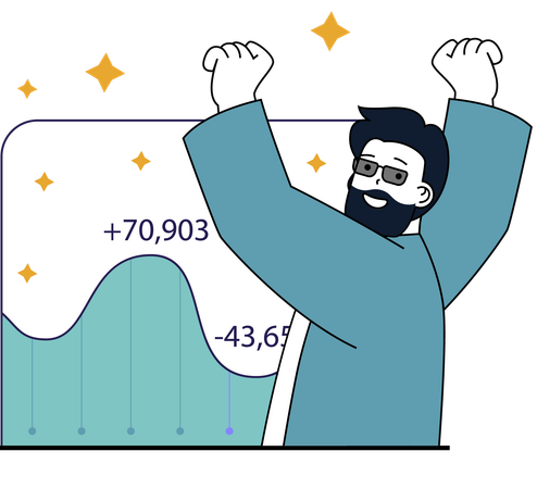 Man happy for stack market profit  Illustration