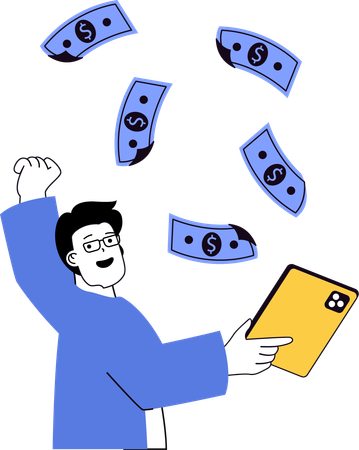 Man happy while getting profit  Illustration