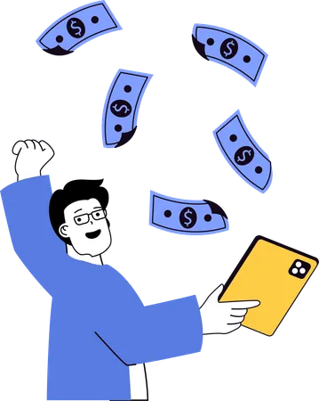 Man happy while getting profit  Illustration