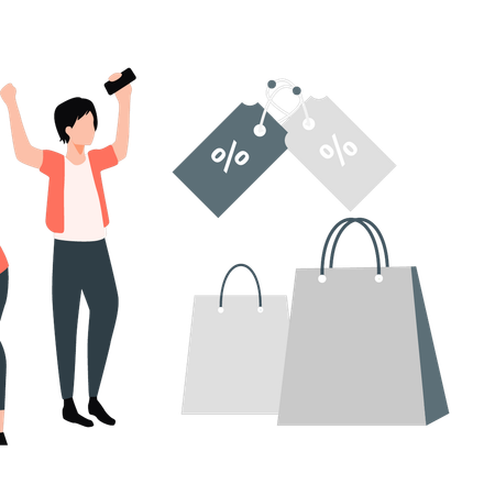 Man happy with his shopping discount  Illustration