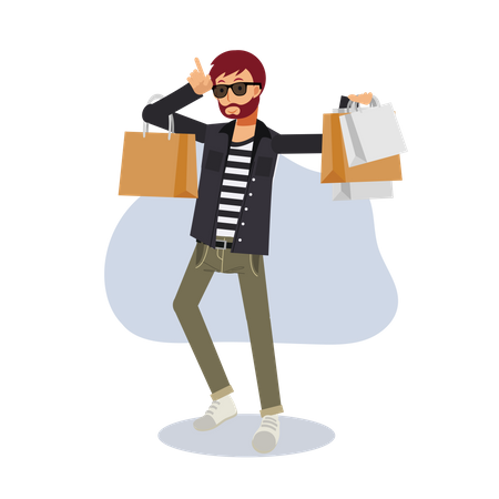 Man happy with shopping  Illustration