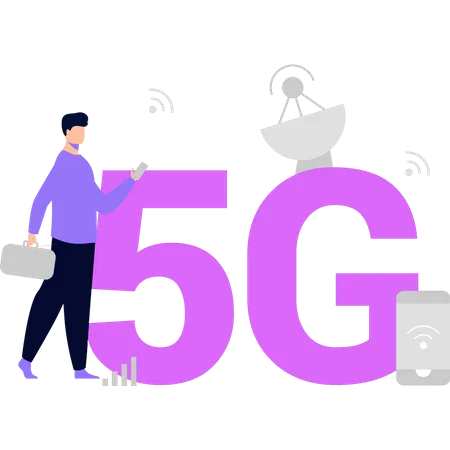 The Boy Has A 5 G Network Illustration