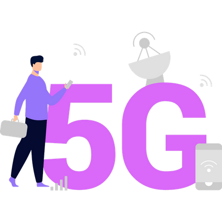 Man has 5G network  Illustration