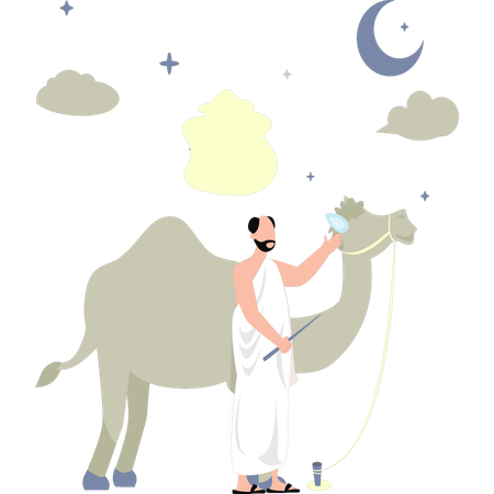 Man has a camel  Illustration