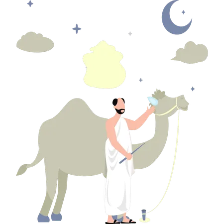 A Man Has A Camel Illustration