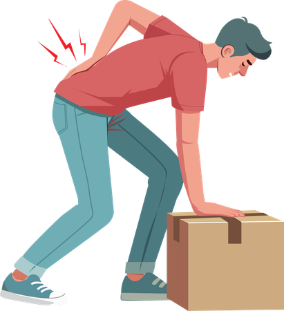 Man has back pain while lifting something  Illustration
