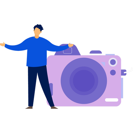 Man has beautiful camera  Illustration