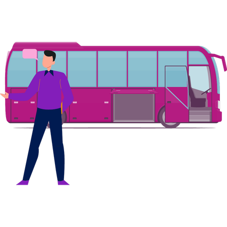 Man has opened luggage compartment in bus  Illustration