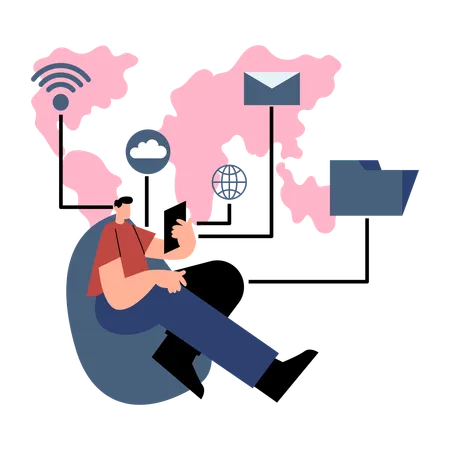 Man have Connectivity with IoT  Illustration