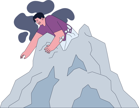 Man have fear of heights  Illustration