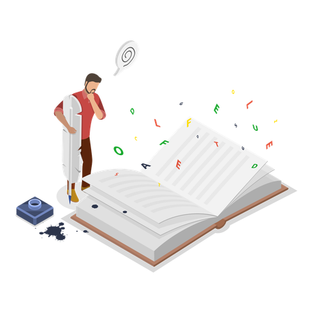 Man have Literature as Hobby  Illustration