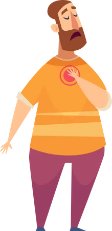 Heart Attack Patient With Heart Problems Obesity Character Illustration