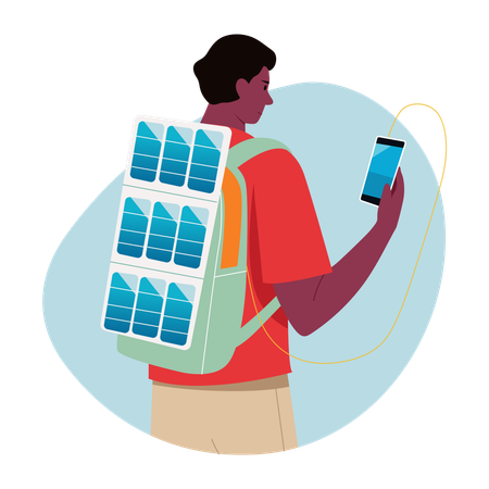 Man have Powered backpack  Illustration