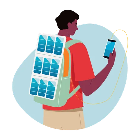 Man have Powered backpack  Illustration