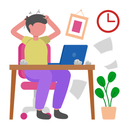Man have Programming Stress  Illustration