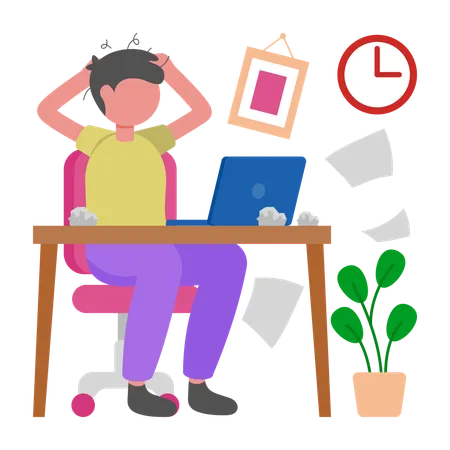 Man have Programming Stress  Illustration