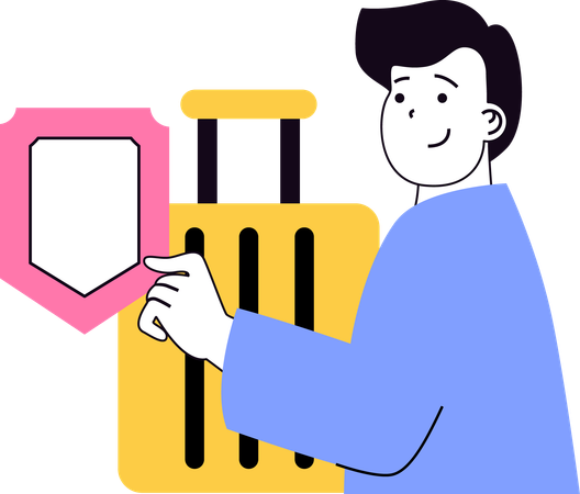 Man have travel insurance  Illustration