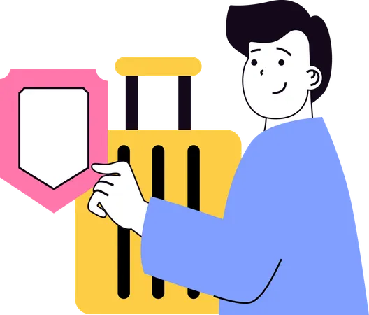 Man have travel insurance  Illustration