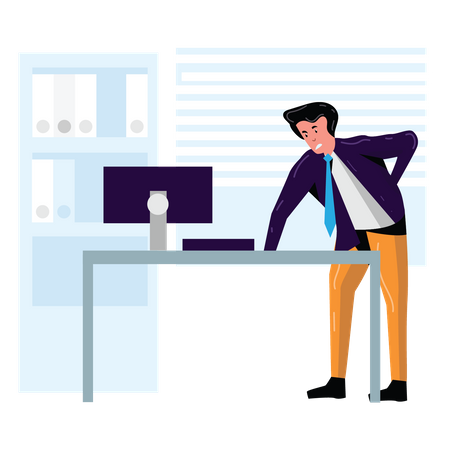 Man Having Backpain  イラスト